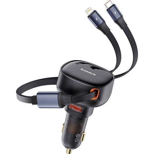 Ładowarka Baseus Ładowarka samochodowa Baseus Enjoyment USB z kablem USB-C i Lightning 60 W (czarna)