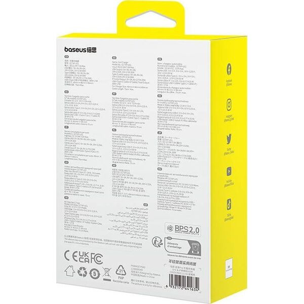 Ładowarka Baseus Ładowarka samochodowa Baseus Enjoyment USB z kablem USB-C i Lightning 60 W (czarna)