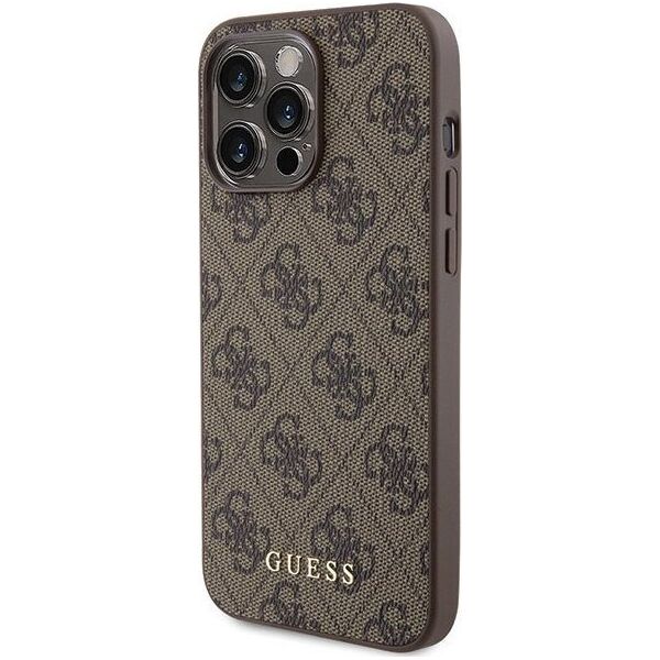 Guess Guess GUHCP15XG4GFBR iPhone 15 Pro Max 6.7" brązowy/brown hard case 4G Metal Gold Logo