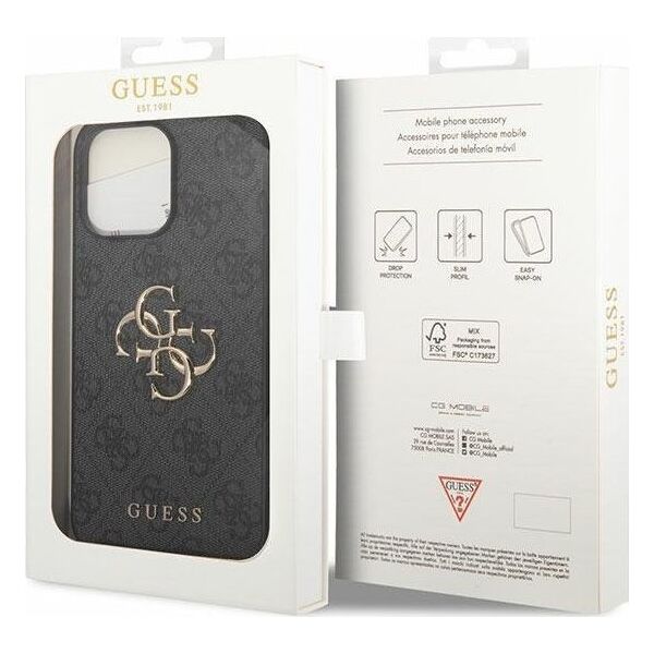 Guess Guess GUHCP15L4GMGGR iPhone 15 Pro 6.1" szary/grey hardcase 4G Big Metal Logo