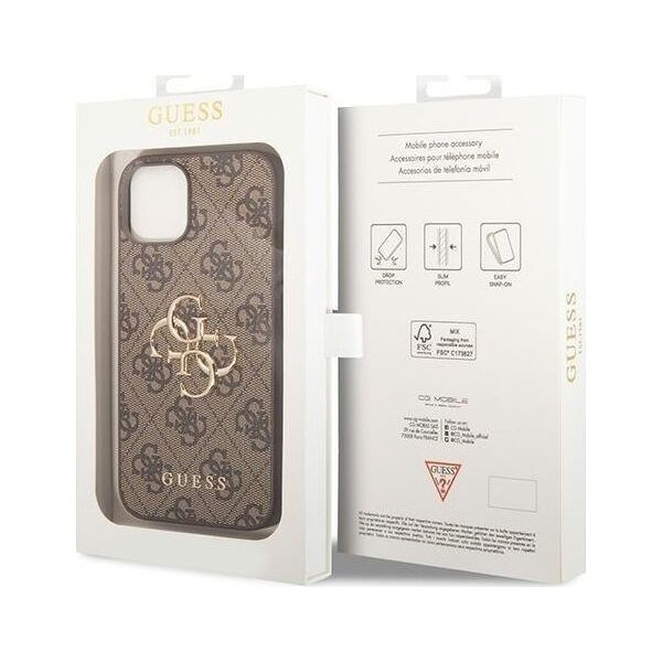 Guess Guess GUHCP15S4GMGBR iPhone 15 6.1" brązowy/brown hardcase 4G Big Metal Logo