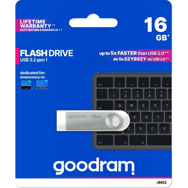 Pendrive GoodRam Pendrive UNO3 16GB USB 3.2 Gen1 srebrny