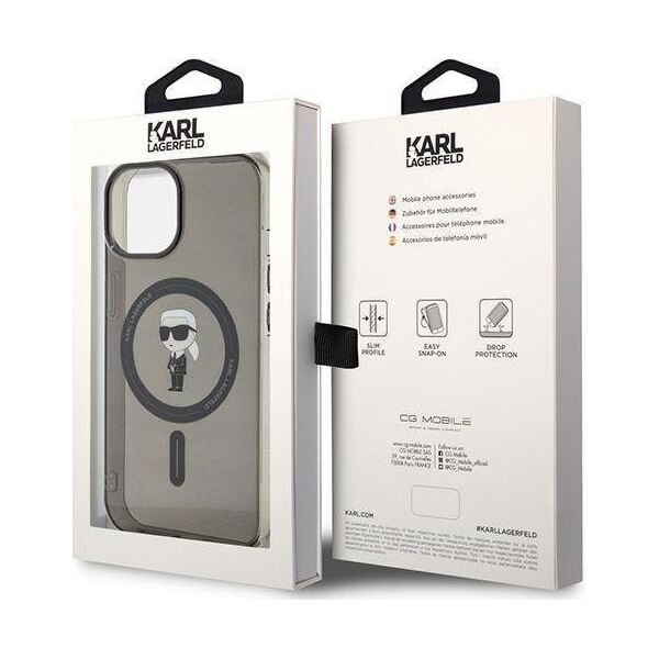 Karl Lagerfeld Karl Lagerfeld KLHMP15SHFCKNOK iPhone 15 6.1" czarny/black hardcase IML Ikonik MagSafe