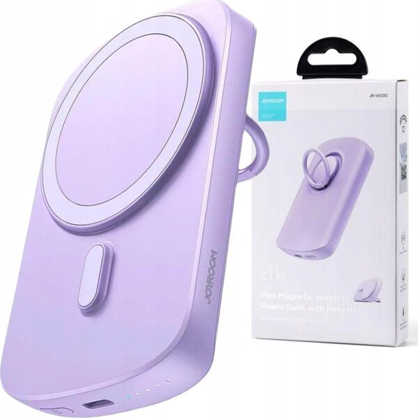 Powerbank Joyroom Joyroom JR-W030 6000mAh 20W MagSafe z ringiem i podstawką fioletowy