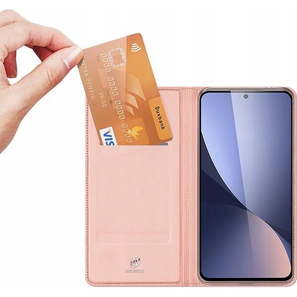 Dux Ducis Etui z klapką, portfelem i podstawką Dux Ducis Skin Pro do Xiaomi Poco M6 Pro / Redmi 12/12R - różowe