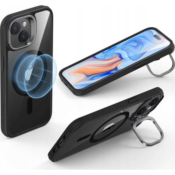 ESR Etui ESR Classic Kickstand Halolock z MagSafe na iPhone 15 Plus - przezroczysto-czarne