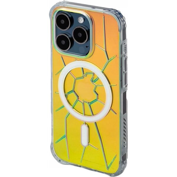 Kingxbar Etui silikonowe MagSafe Kingxbar PQY Crack Series do iPhone 15 Pro - holograficzne
