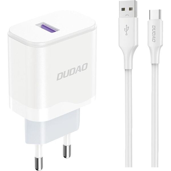 Ładowarka Dudao Ładowarka Dudao A20EU sieciowa USB-A 18W - biała + kabel USB-A - USB-C