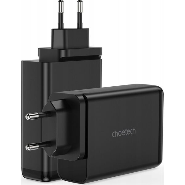 Ładowarka Choetech Choetech ładowarka GaN 140W 4 porty (2x USB C, 2x USB) czarna (PD6005)