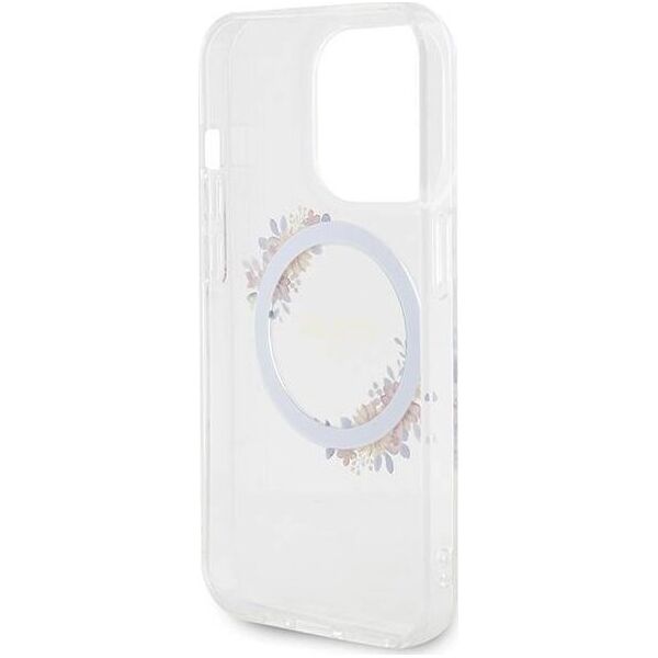 Guess GUESS GUHMP15XHFWFCT IPHONE 15 PRO MAX 6.7" TRANSPARENT HARDCASE IML FLOWERS WREATCH MAGSAFE standard