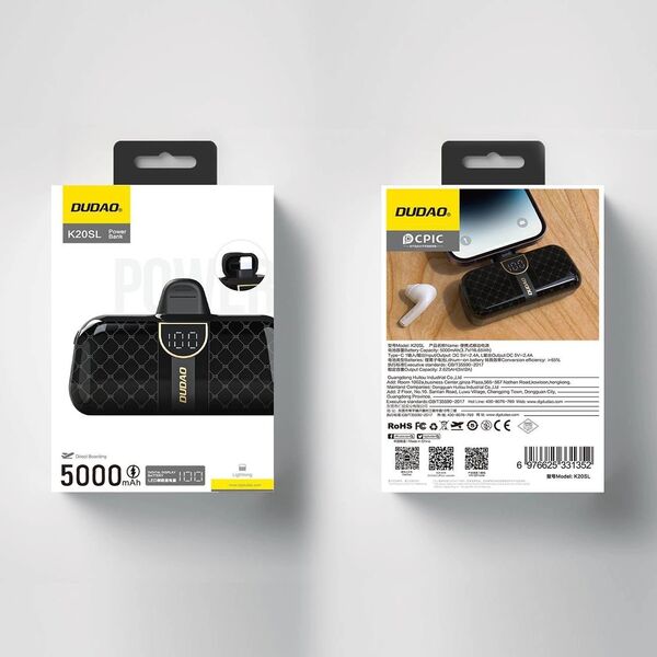 Powerbank Dudao Powerbank Dudao K20SL Lightning 5000mAh czarny