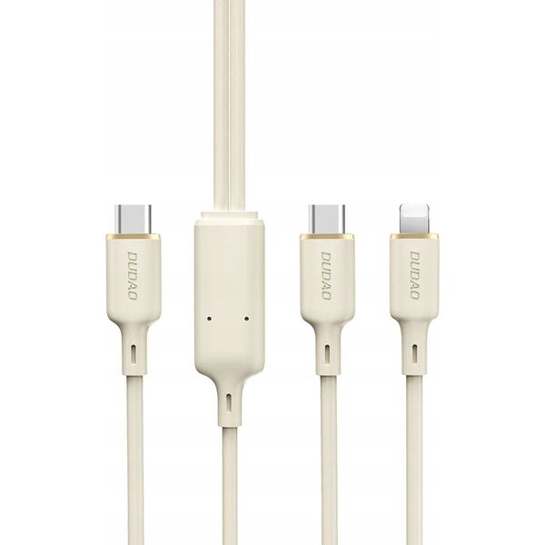 Kabel USB Dudao USB-C - USB-C + Lightning 1.2 m Beżowy (DDA335)
