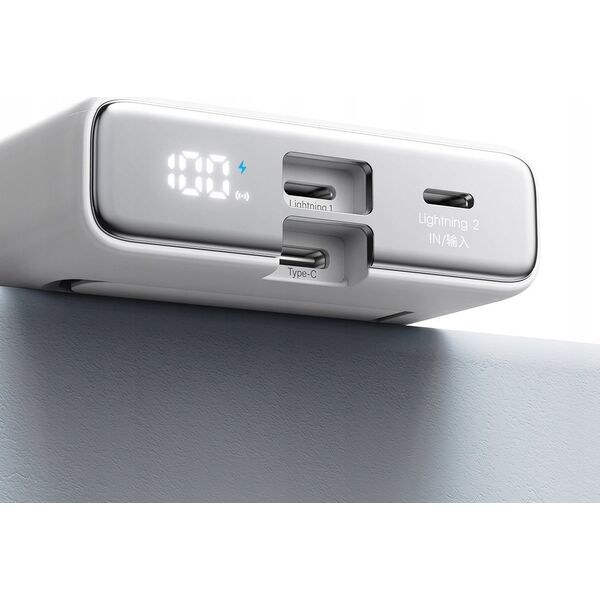 Powerbank Joyroom Powerbank Joyroom JR-PBM01 MagSafe 10000mAh 20W z podstawką + kabel Lightning / USB-C biały