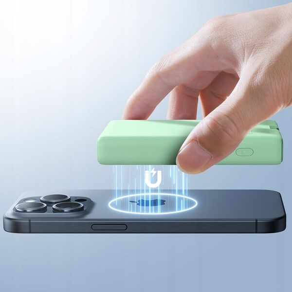 Powerbank Joyroom Powerbank Joyroom JR-PBM01 MagSafe 10000mAh 20W z podstawką + kabel Lightning / USB-C zielony