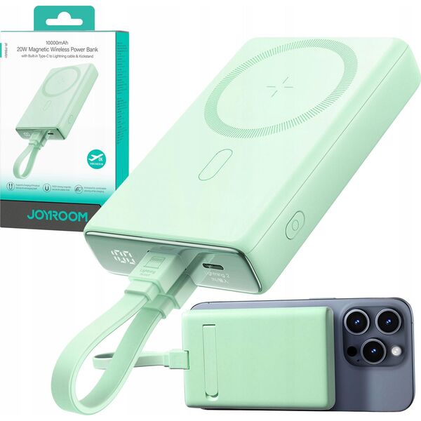 Powerbank Joyroom Powerbank Joyroom JR-PBM01 MagSafe 10000mAh 20W z podstawką + kabel Lightning / USB-C zielony
