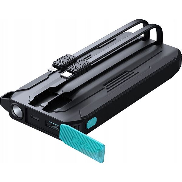Powerbank Joyroom Powerbank Joyroom JR-L017 10000mAh 22.5W z wbudowanymi kablami USB-C, Lightning czarny