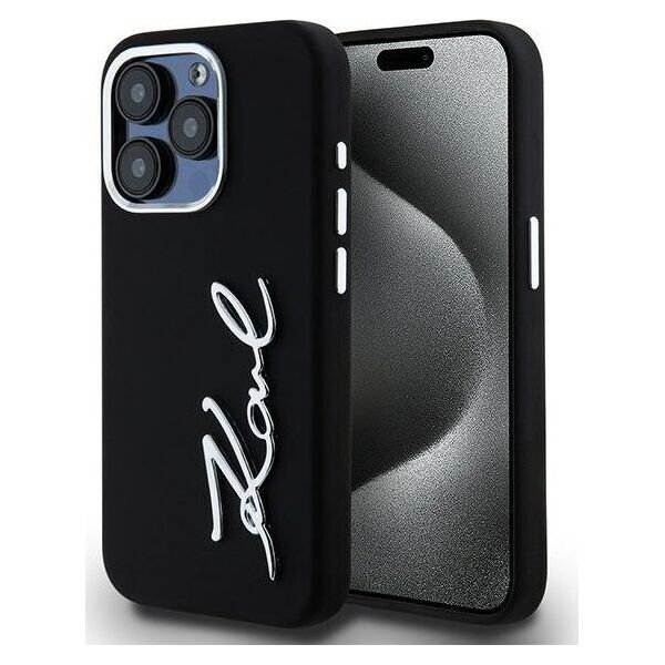 Karl Lagerfeld Karl Lagerfeld KLHCP15LSCMSMVK iPhone 15 Pro 6.1" czarny/black hardcase Silicone Metal Script Logo