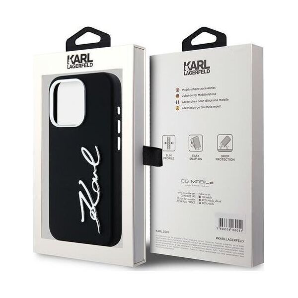 Karl Lagerfeld Karl Lagerfeld KLHCP15LSCMSMVK iPhone 15 Pro 6.1" czarny/black hardcase Silicone Metal Script Logo