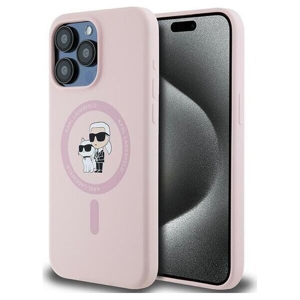 Karl Lagerfeld Karl Lagerfeld KLHMP15XSCMKCRHP iPhone 15 Pro Max 6.7" różowy/pink hardcase Silicone Karl & Choupette Ring MagSafe