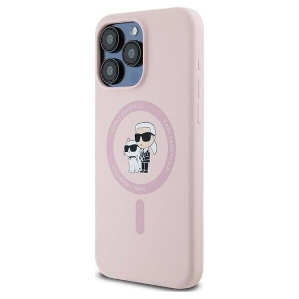 Karl Lagerfeld Karl Lagerfeld KLHMP15XSCMKCRHP iPhone 15 Pro Max 6.7" różowy/pink hardcase Silicone Karl & Choupette Ring MagSafe
