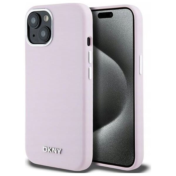 DKNY DKNY DKHMP14SSMCHLP iPhone 14 / 15 / 13 6.1" różowy/pink hardcase Liquid Silicone Small Metal Logo MagSafe