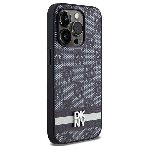 DKNY DKNY DKHCP14LPCPTSSK iPhone 14 Pro 6.1" czarny/black hardcase Leather Checkered Mono Pattern & Printed Stripes
