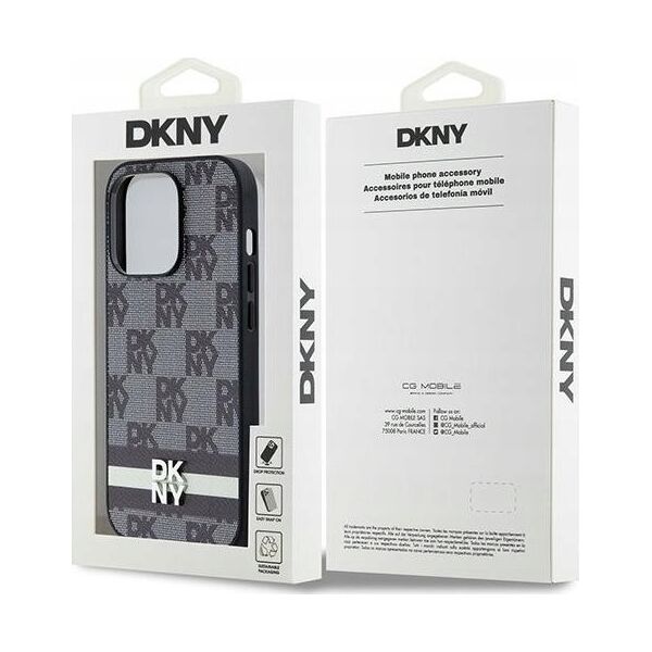 DKNY DKNY DKHCP14LPCPTSSK iPhone 14 Pro 6.1" czarny/black hardcase Leather Checkered Mono Pattern & Printed Stripes