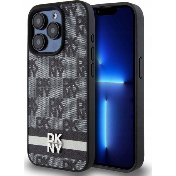 DKNY DKNY DKHCP14LPCPTSSK iPhone 14 Pro 6.1" czarny/black hardcase Leather Checkered Mono Pattern & Printed Stripes