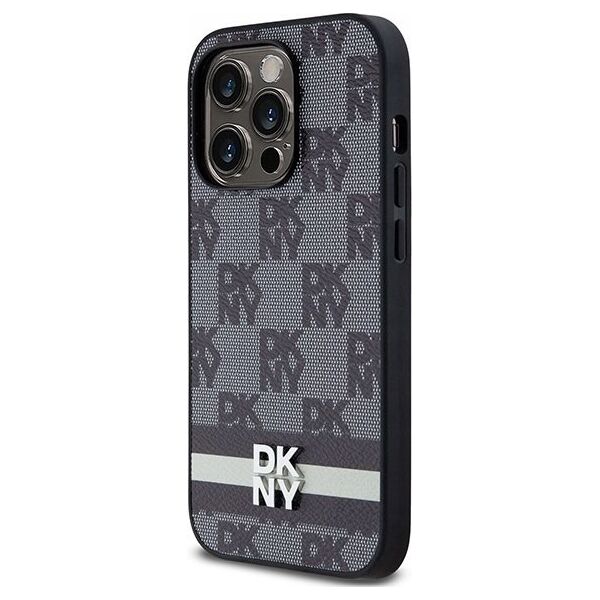 DKNY DKNY DKHCP14LPCPTSSK iPhone 14 Pro 6.1" czarny/black hardcase Leather Checkered Mono Pattern & Printed Stripes