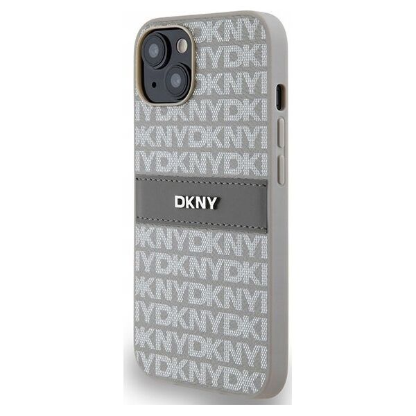 DKNY DKNY DKHCP14SPRTHSLE iPhone 14 / 15 / 13 6.1" beżowy/beige hardcase Leather Mono Stripe & Metal Logo