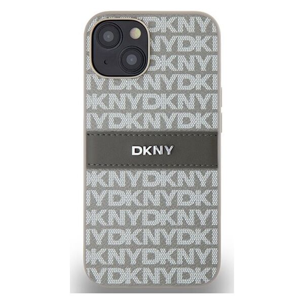 DKNY DKNY DKHCP14SPRTHSLE iPhone 14 / 15 / 13 6.1" beżowy/beige hardcase Leather Mono Stripe & Metal Logo