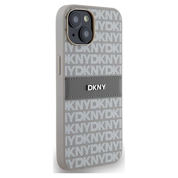 DKNY DKNY DKHCP14SPRTHSLE iPhone 14 / 15 / 13 6.1" beżowy/beige hardcase Leather Mono Stripe & Metal Logo