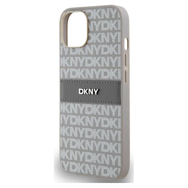 DKNY DKNY DKHCP14SPRTHSLE iPhone 14 / 15 / 13 6.1" beżowy/beige hardcase Leather Mono Stripe & Metal Logo
