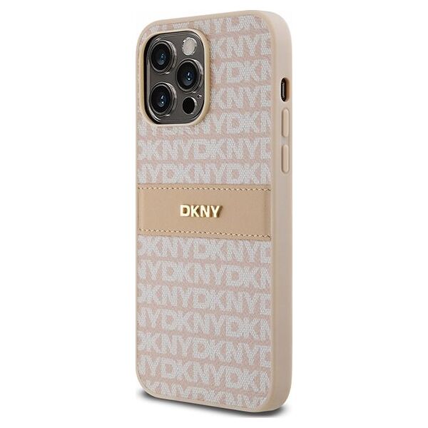 DKNY DKNY DKHCP14LPRTHSLP iPhone 14 Pro 6.1" różowy/pink hardcase Leather Mono Stripe & Metal Logo