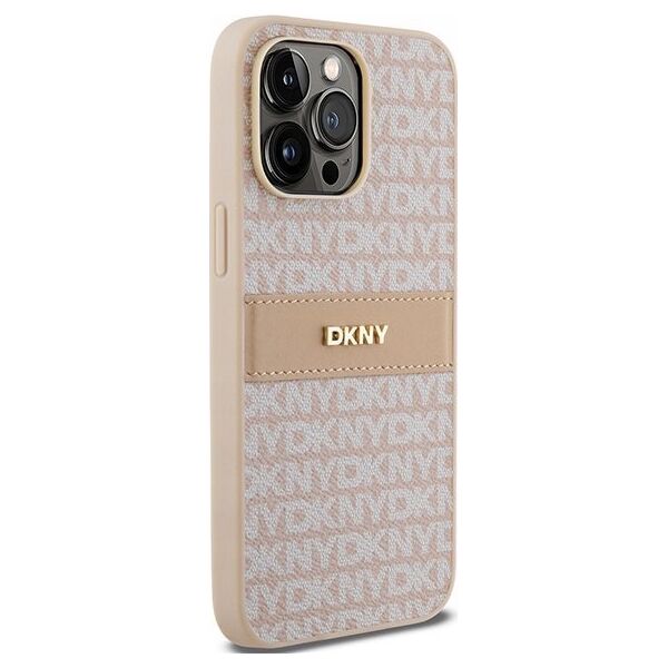 DKNY DKNY DKHCP14LPRTHSLP iPhone 14 Pro 6.1" różowy/pink hardcase Leather Mono Stripe & Metal Logo