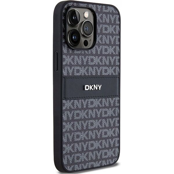 DKNY DKNY DKHCP14LPRTHSLK iPhone 14 Pro 6.1" czarny/black hardcase Leather Mono Stripe & Metal Logo