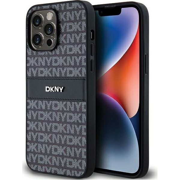DKNY DKNY DKHCP14XPRTHSLK iPhone 14 Pro Max 6.7" czarny/black hardcase Leather Mono Stripe & Metal Logo