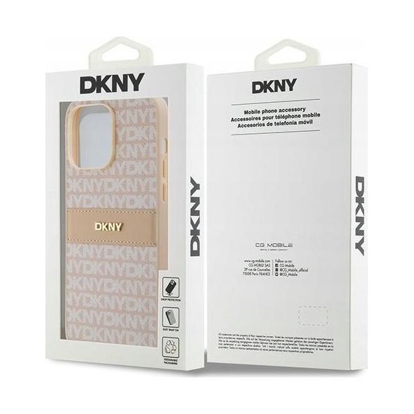 DKNY DKNY DKHCP14XPRTHSLP iPhone 14 Pro Max 6.7" różowy/pink hardcase Leather Mono Stripe & Metal Logo