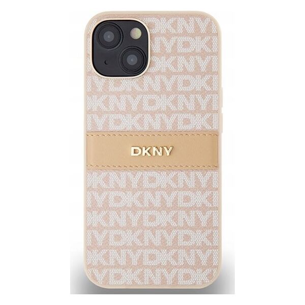 DKNY DKNY DKHCP14SPRTHSLP iPhone 14 / 15 / 13 6.1" różowy/pink hardcase Leather Mono Stripe & Metal Logo