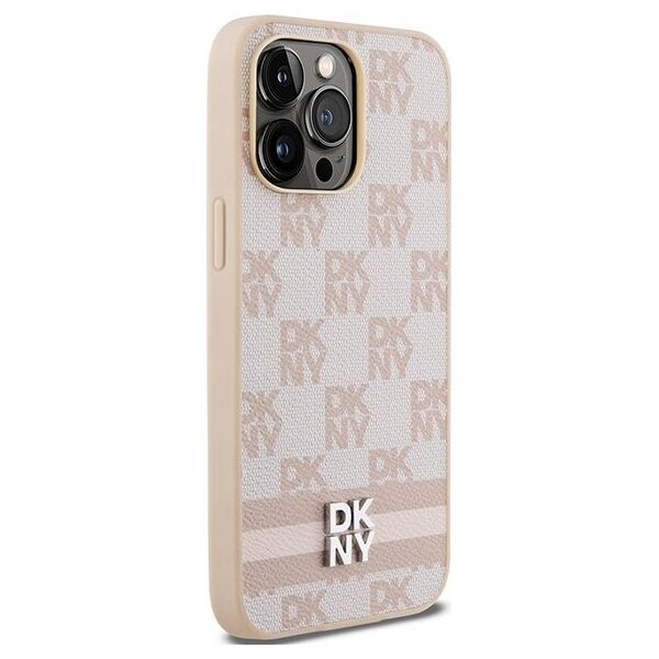 DKNY DKNY DKHCP14XPCPTSSP iPhone 14 Pro Max 6.7" różowy/pink hardcase Leather Checkered Mono Pattern & Printed Stripes