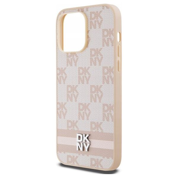 DKNY DKNY DKHCP14XPCPTSSP iPhone 14 Pro Max 6.7" różowy/pink hardcase Leather Checkered Mono Pattern & Printed Stripes