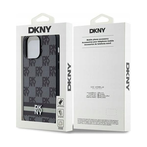 DKNY DKNY DKHCP14XPCPTSSK iPhone 14 Pro Max 6.7" czarny/black hardcase Leather Checkered Mono Pattern & Printed Stripes