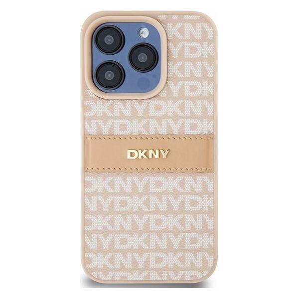 DKNY DKNY DKHCP15LPRTHSLP iPhone 15 Pro 6.1" różowy/pink hardcase Leather Mono Stripe & Metal Logo