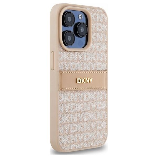 DKNY DKNY DKHCP15LPRTHSLP iPhone 15 Pro 6.1" różowy/pink hardcase Leather Mono Stripe & Metal Logo