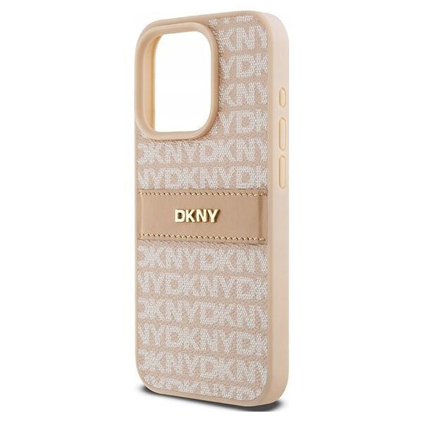 DKNY DKNY DKHCP15LPRTHSLP iPhone 15 Pro 6.1" różowy/pink hardcase Leather Mono Stripe & Metal Logo
