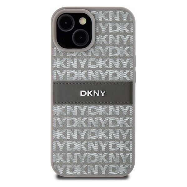 DKNY DKNY DKHCP15MPRTHSLE iPhone 15 Plus / 14 Plus 6.7" beżowy/beige hardcase Leather Mono Stripe & Metal Logo