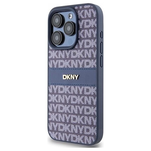 DKNY DKNY DKHCP15LPRTHSLB iPhone 15 Pro 6.1" niebieski/blue hardcase Leather Mono Stripe & Metal Logo