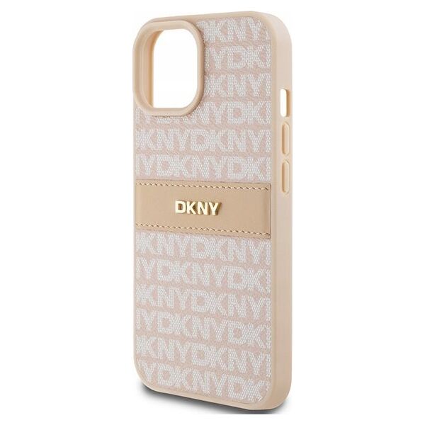 DKNY DKNY DKHCP15MPRTHSLP iPhone 15 Plus / 14 Plus 6.7" różowy/pink hardcase Leather Mono Stripe & Metal Logo