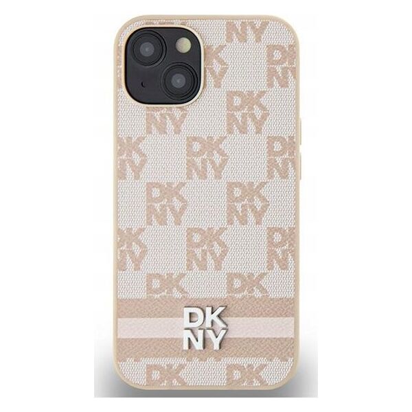 DKNY DKNY DKHCP15MPCPTSSP iPhone 15 Plus / 14 Plus 6.7" różowy/pink hardcase Leather Checkered Mono Pattern & Printed Stripes
