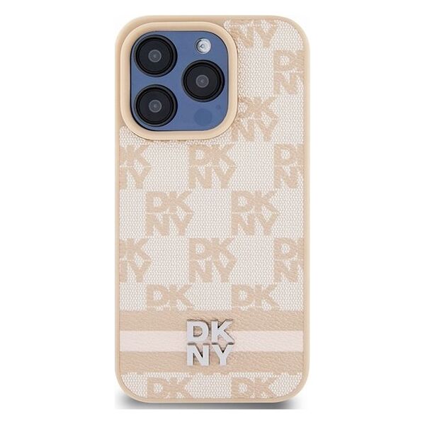 DKNY DKNY DKHCP15XPCPTSSP iPhone 15 Pro Max 6.7" różowy/pink hardcase Leather Checkered Mono Pattern & Printed Stripes